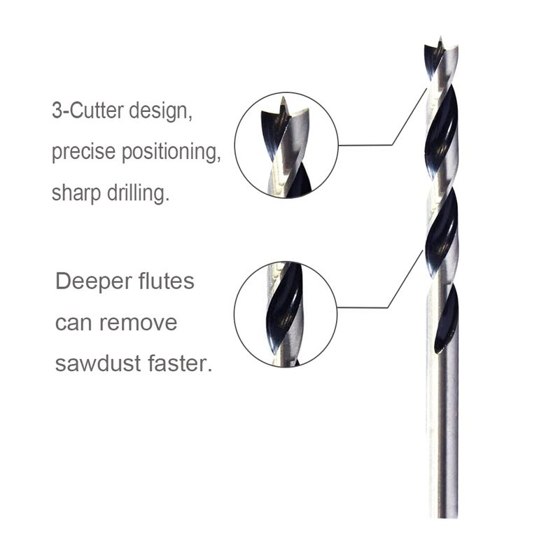 STORMCUBE Brad Point Drill Bits 10mm (13/32") Wood Drill Bit Set Woodworking Drills High Carbon Steel for Furniture Hardwood Softwood Cupboard Wardrobe 5 Pack - Image 3
